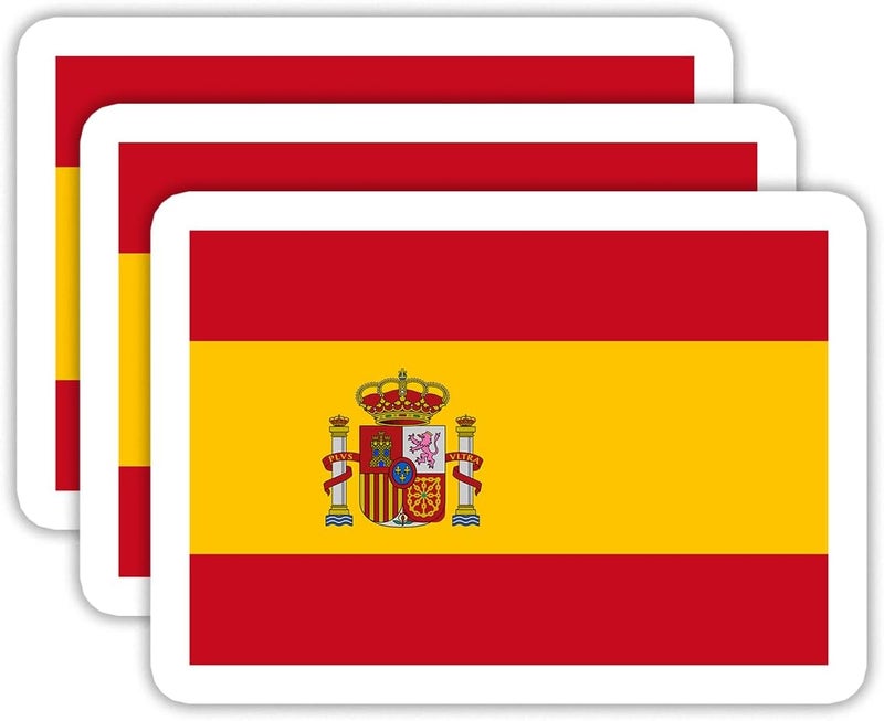 EMMACELA (3PCS) Spain Flag stickers, Countries Flag Stickers - Waterproof Vinyl Decals For Laptops, Tumblers, Water Bottles, Books, Scrapbooks, Size 3 x 2.2 Inch - Image 1